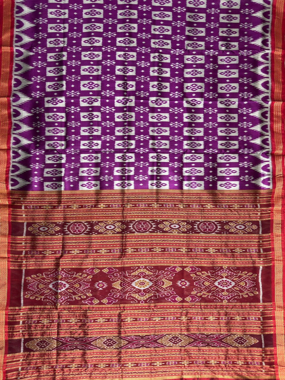 Purple and Red Pure Silk Handloom Khandua Patta Saree