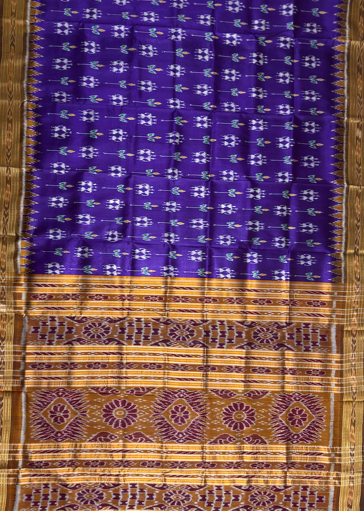 Violet Pure Silk Handloom Khandua Patta Saree