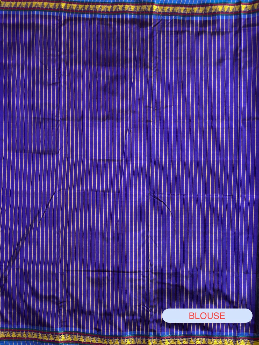 Royal Blue Dongria Triangle Pattern Anchal Pure Silk Handloom Khandua Patta Saree