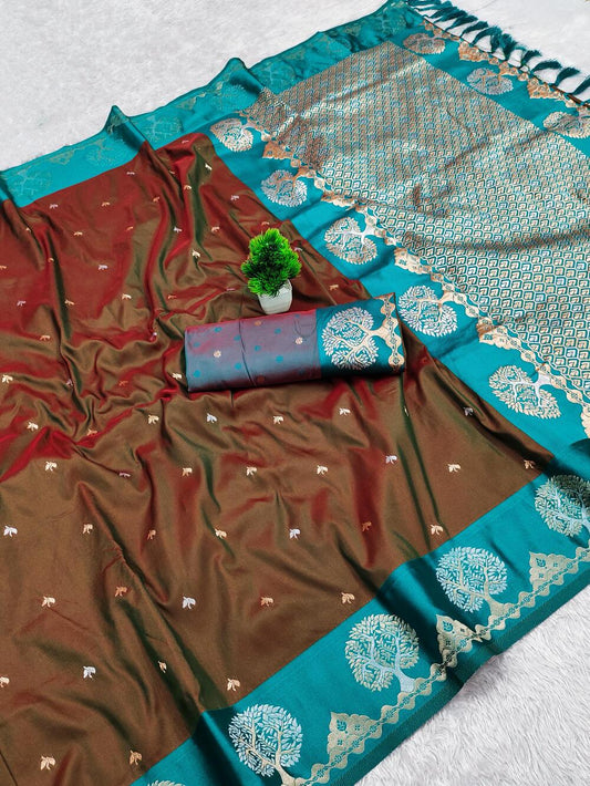 Dissemble Brown Paithani Silk Saree With Susurrous Blouse Piece