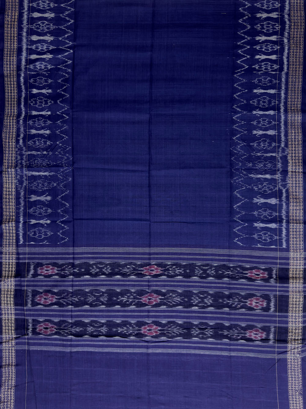 Pink and Navy Blue Sambalpuri Handloom Cotton Dress Material
