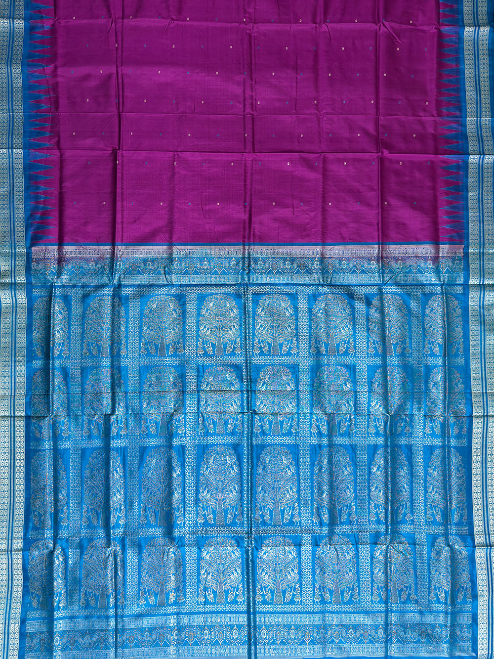 Pink and Turquoise Blue Pure Sambalpuri Silk Handloom Saree