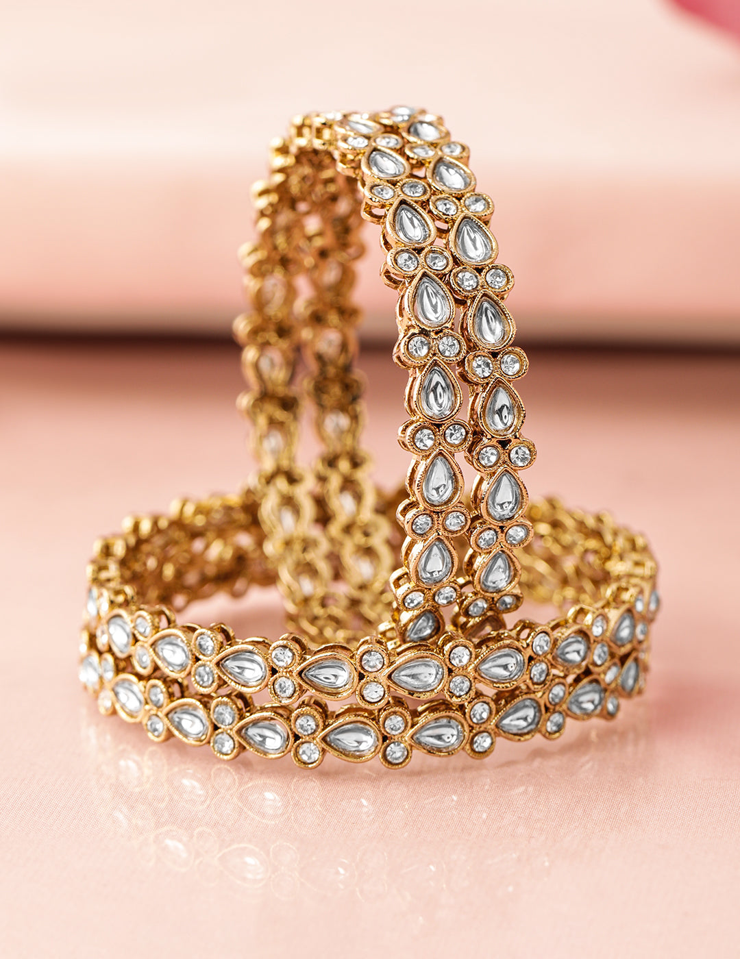 Ivory Elegance Kundan Bangles