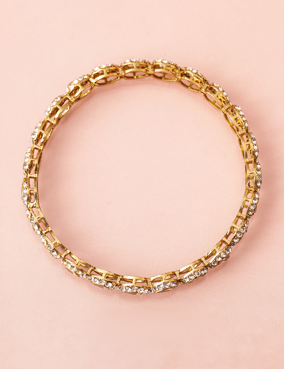 Wentra Set of 4 18K Mehandi Gold-Plated Kundan & Cubic Zirconia Studded Handcrafted Bangle