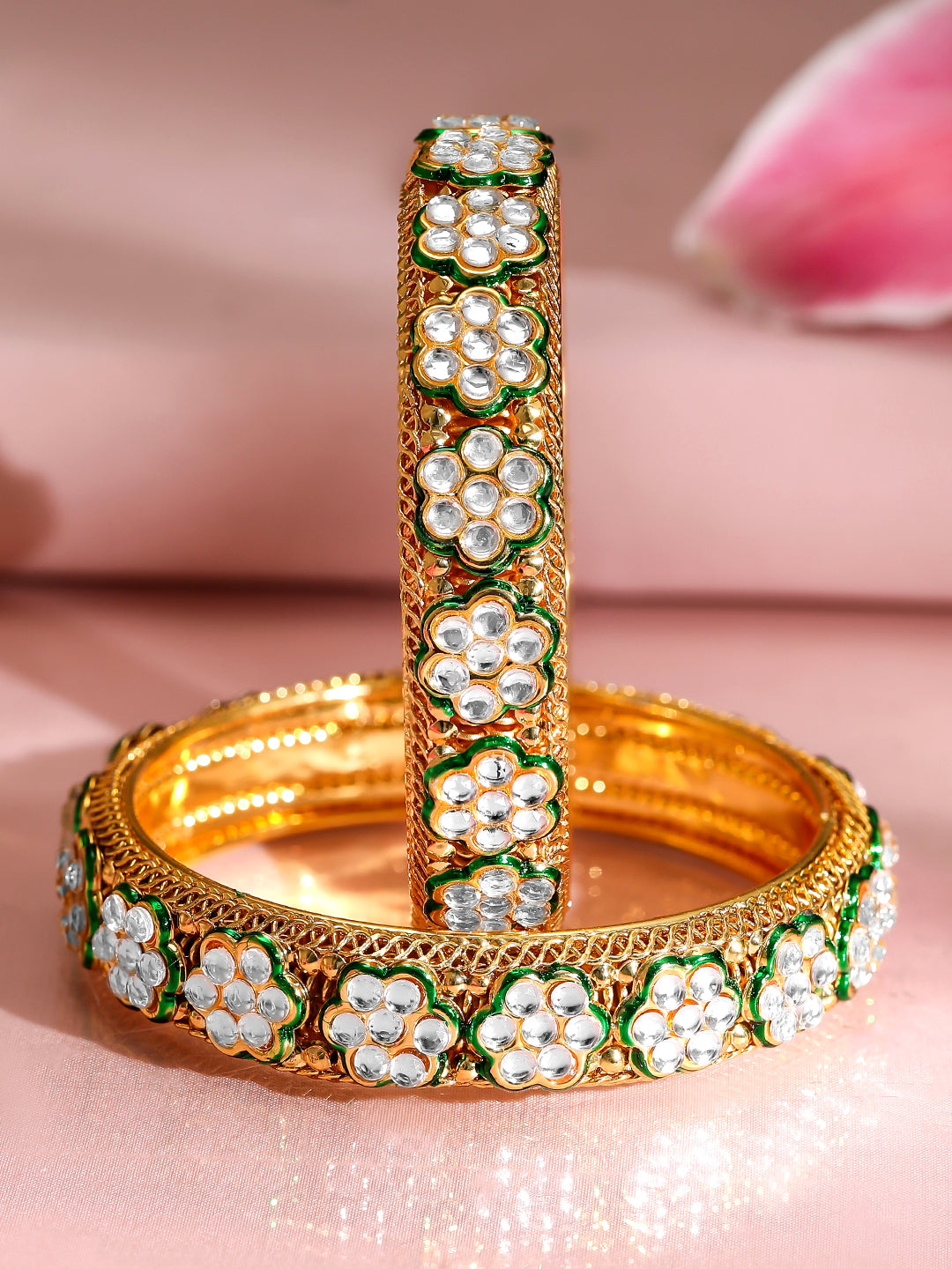 Green Enamel Kundan Bangles