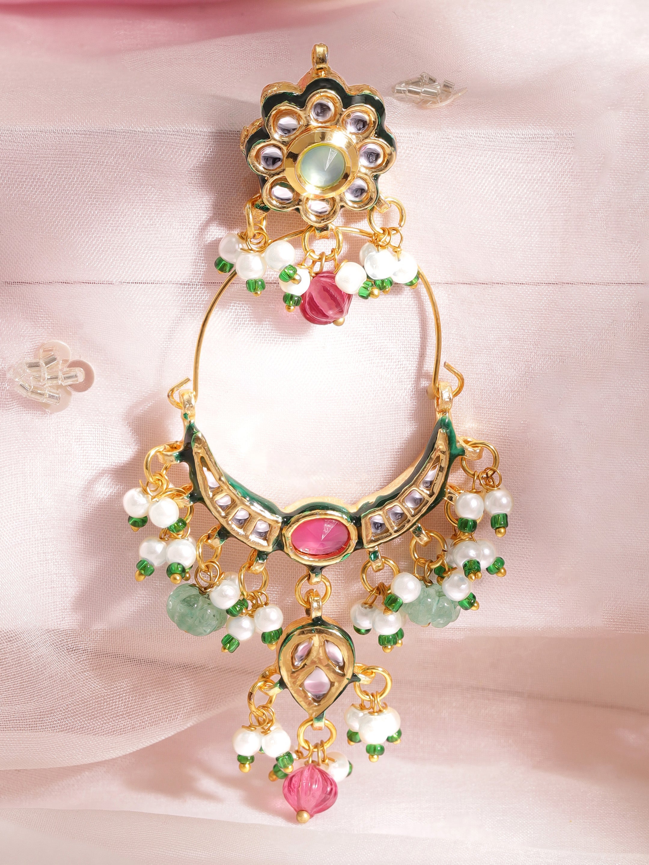 Stunning Multicolour Kundan Chandbali