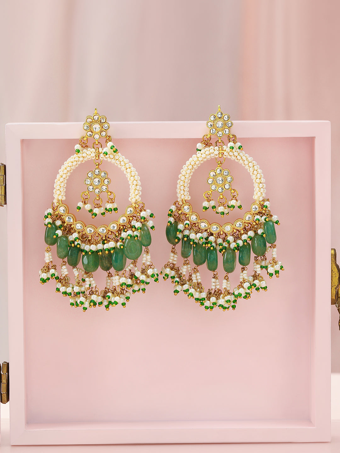 Heritage Pearl Green Beads Danglers