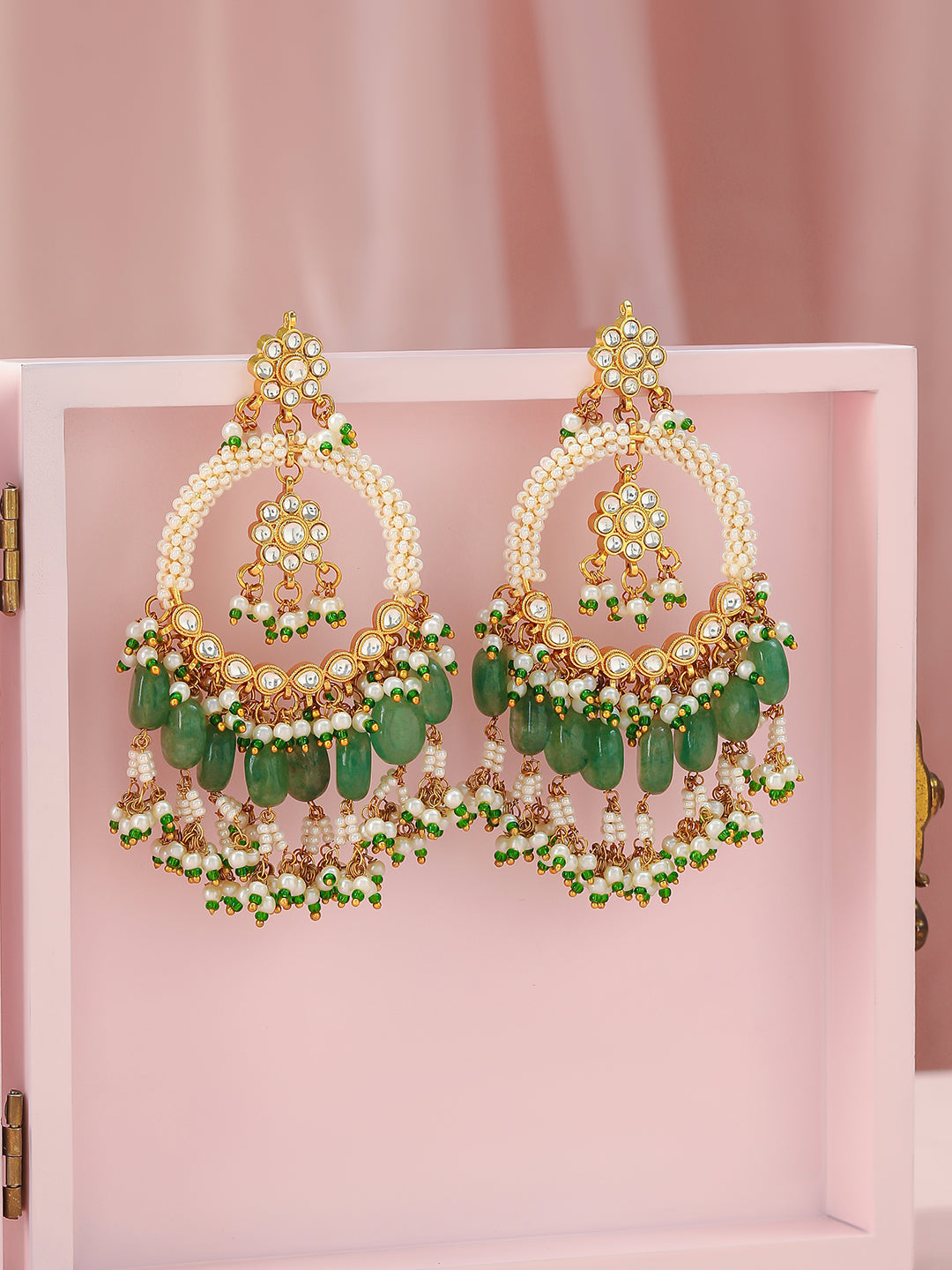 Heritage Pearl Green Beads Danglers