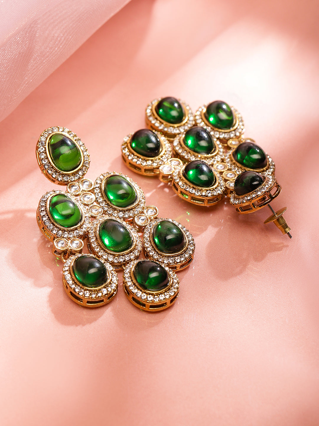 Contemporary American Diamond Zirconia Green Danglers