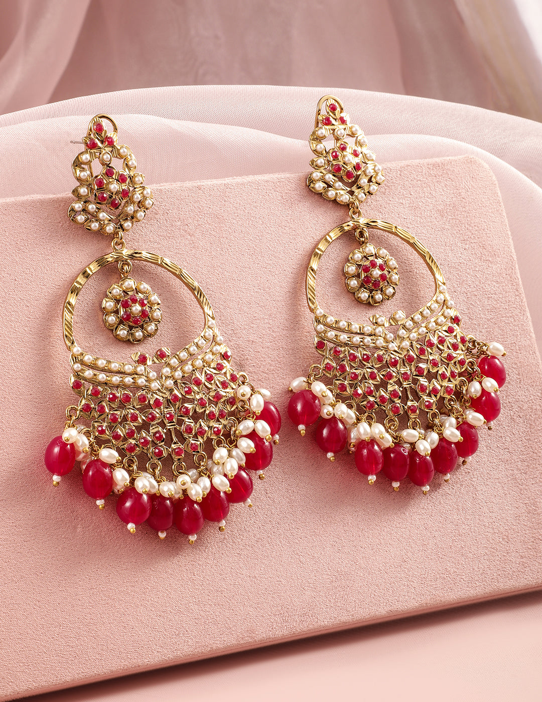 Lustrous Ruby Tone Chandbali