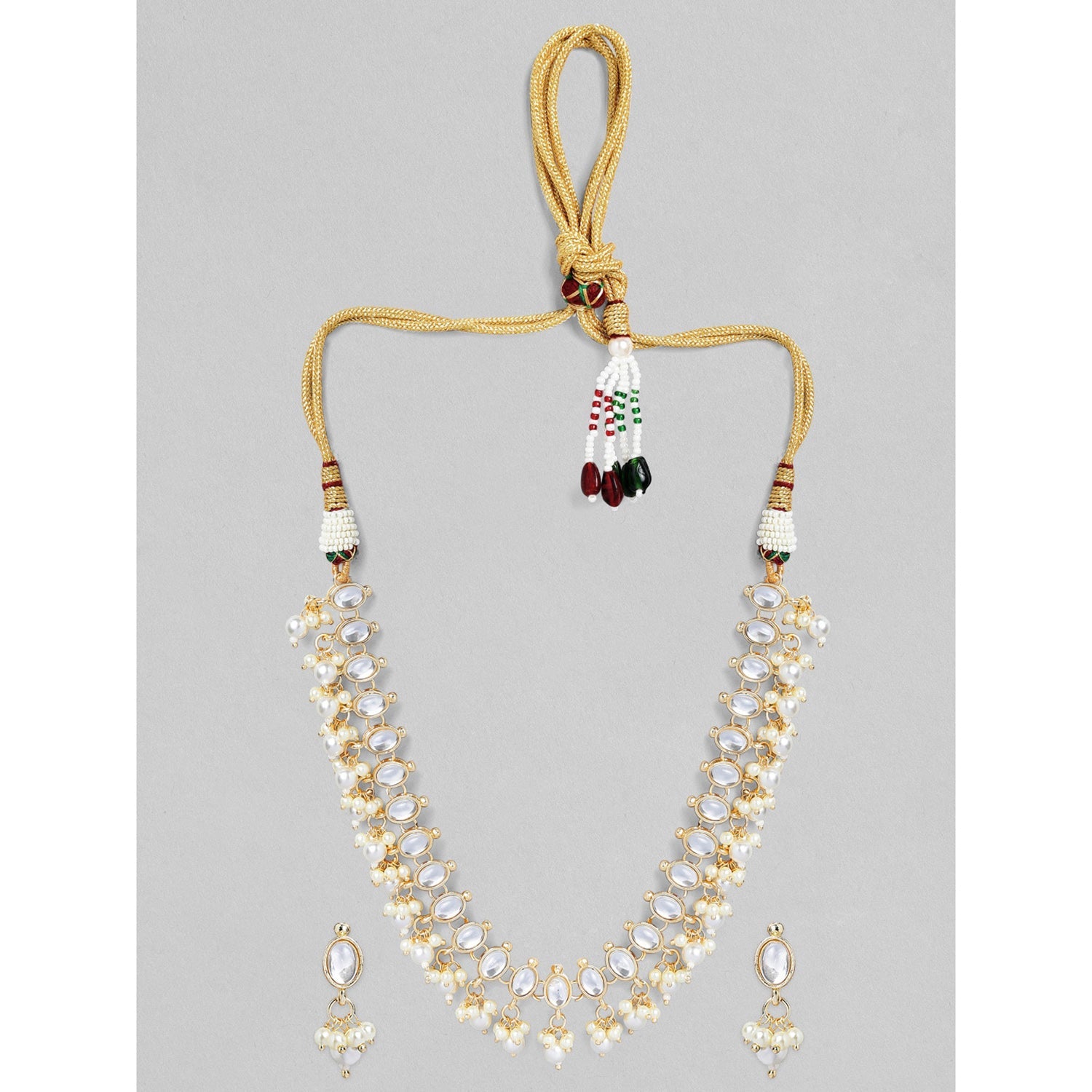 Wentra Gold Plated Kundan Delicate Necklace Set