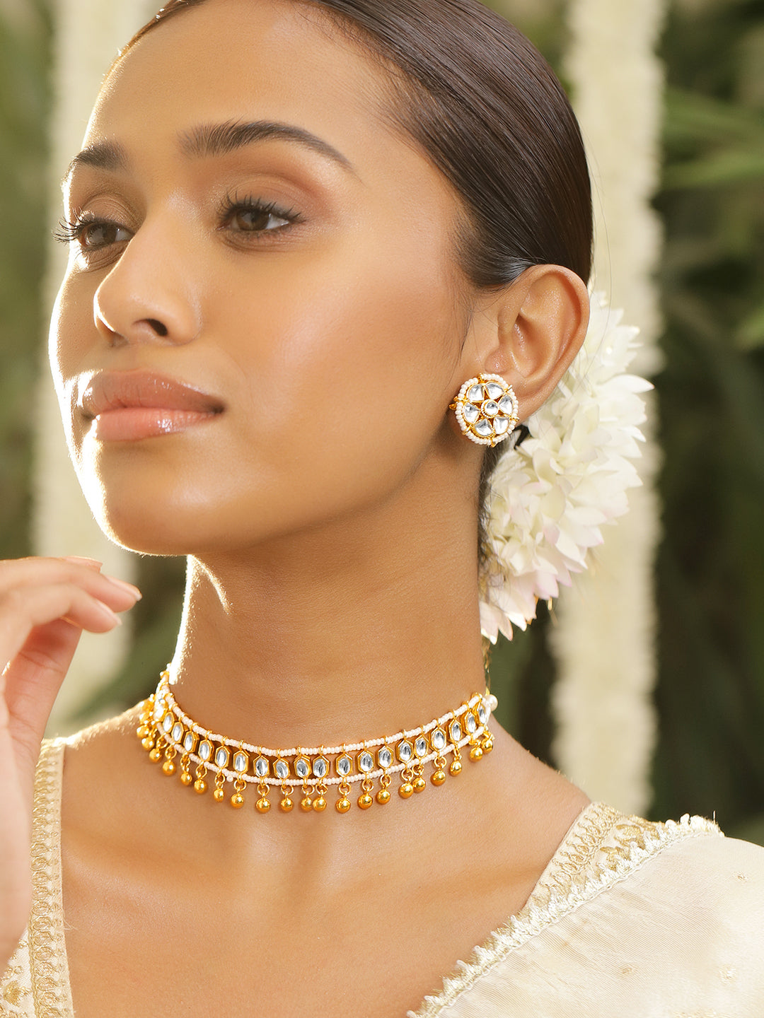 Classic White Kundan Choker Set