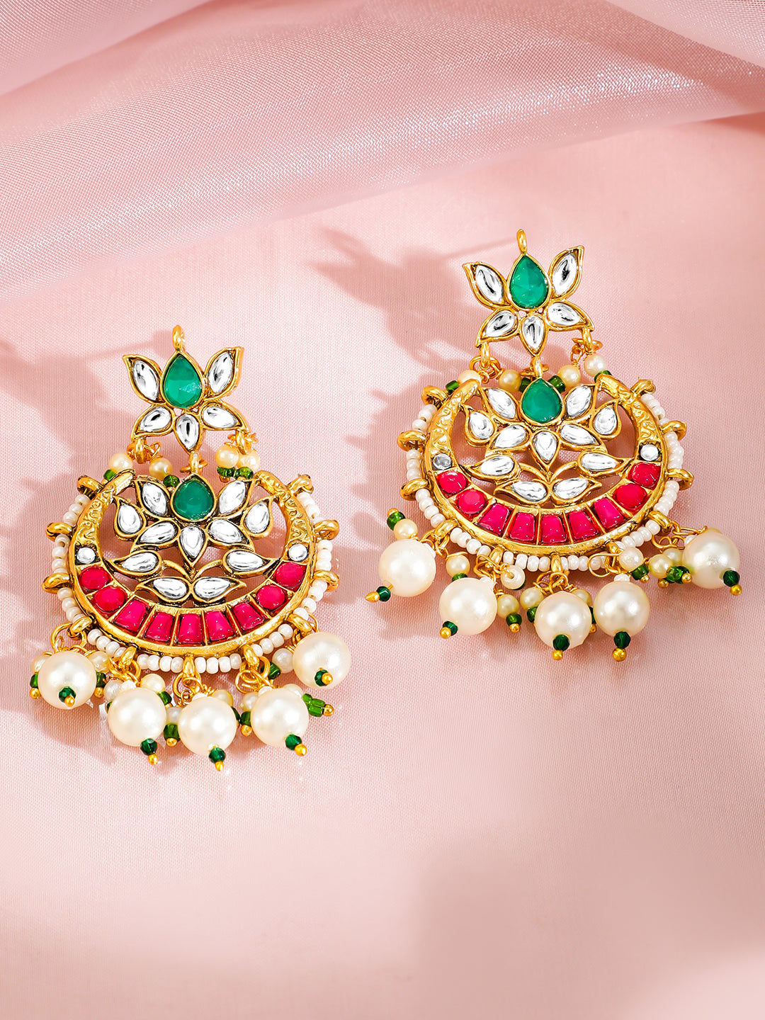 Gold-Plated Pink Green Necklace Set