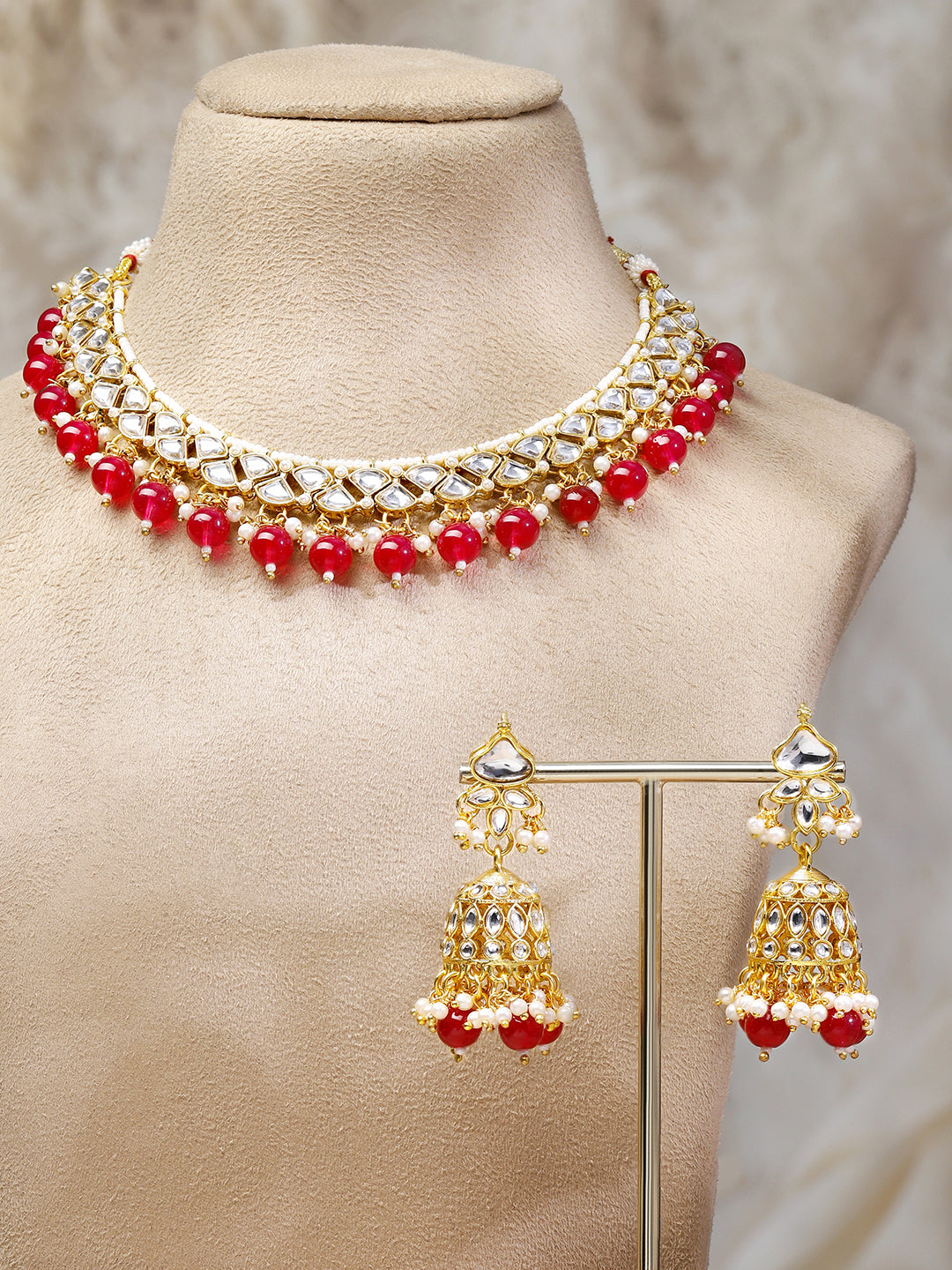 Grace of Red with Kundan Necklace Set