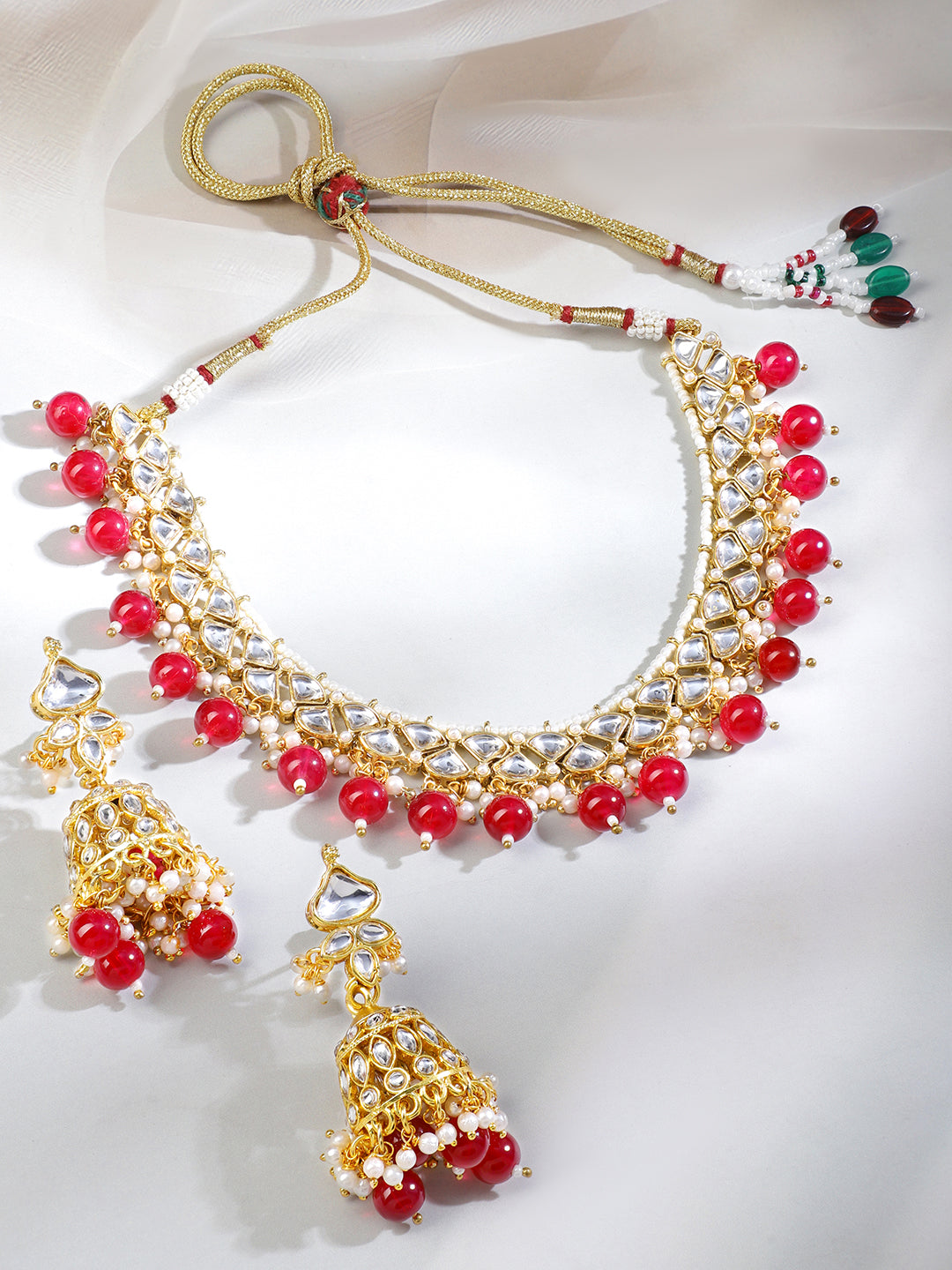 Grace of Red with Kundan Necklace Set