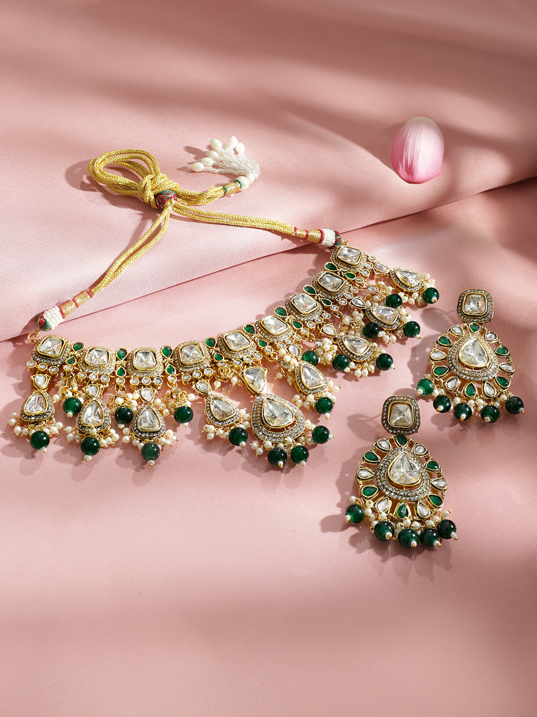 Statement Green Drops Necklace Set