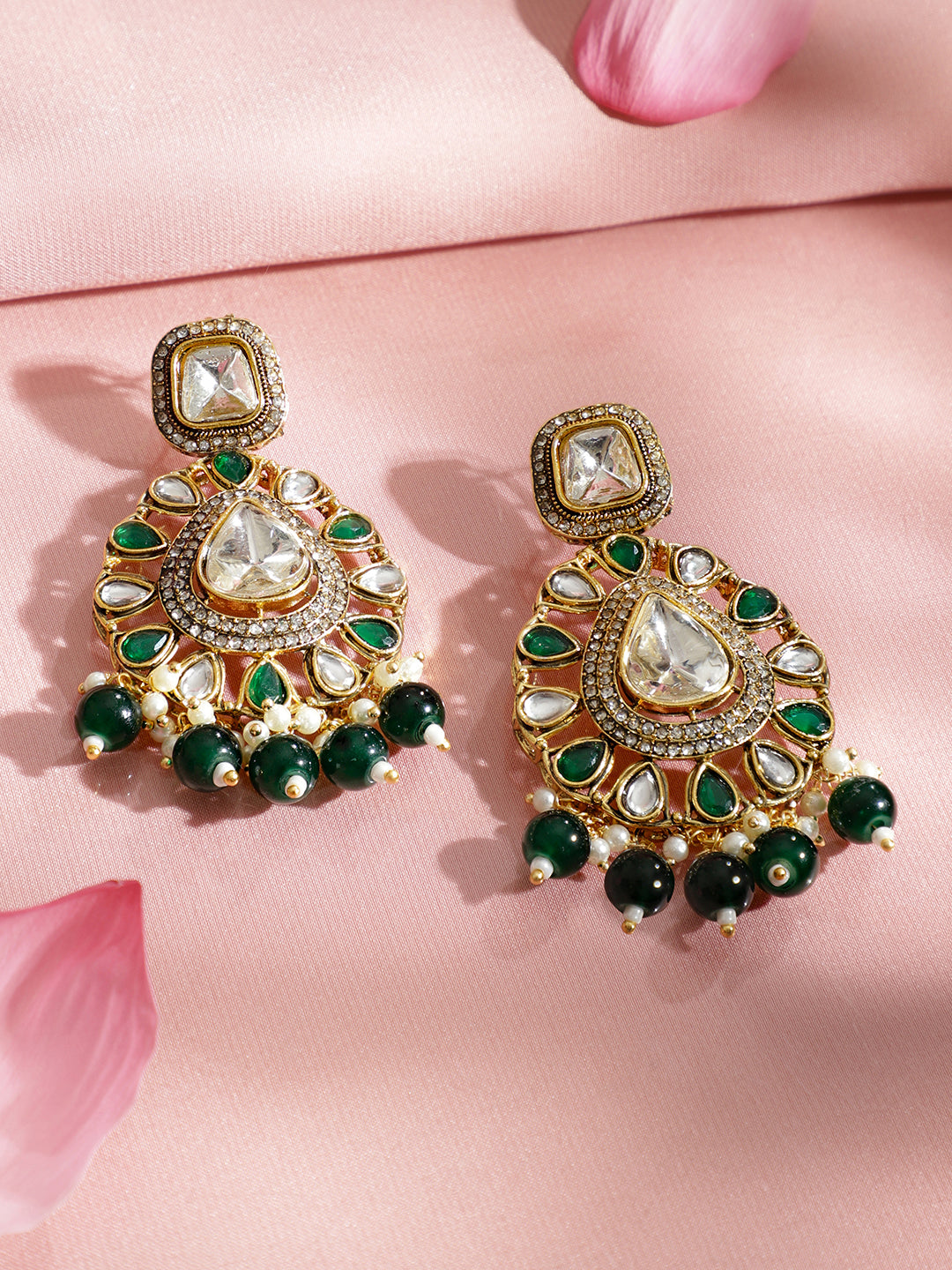Statement Green Drops Necklace Set