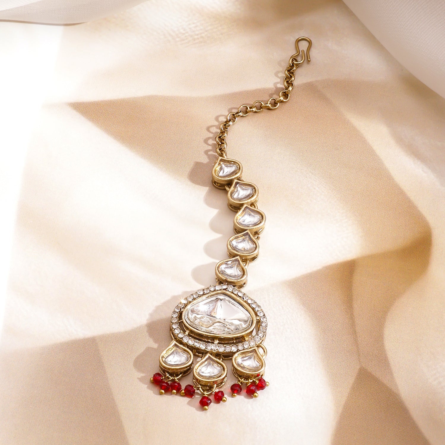 Red & Ivory Romance Kundan Necklace Set
