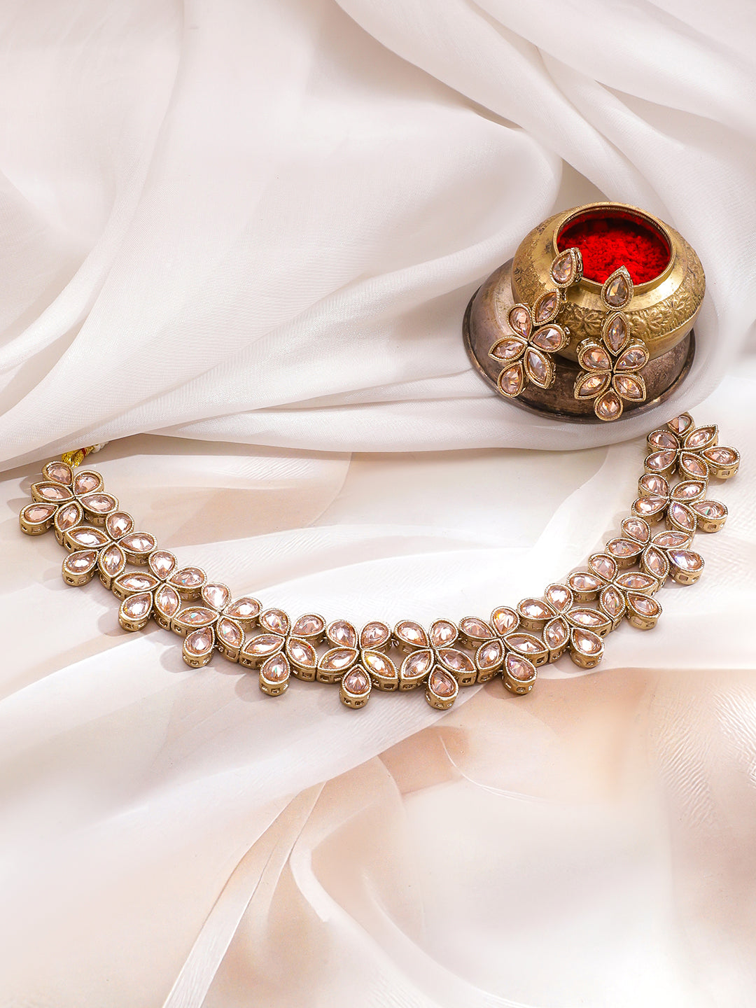 Champagne Hue Crystal Necklace Set