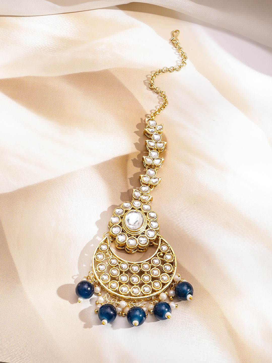 Chic Blue Cascade Kundan Choker Set