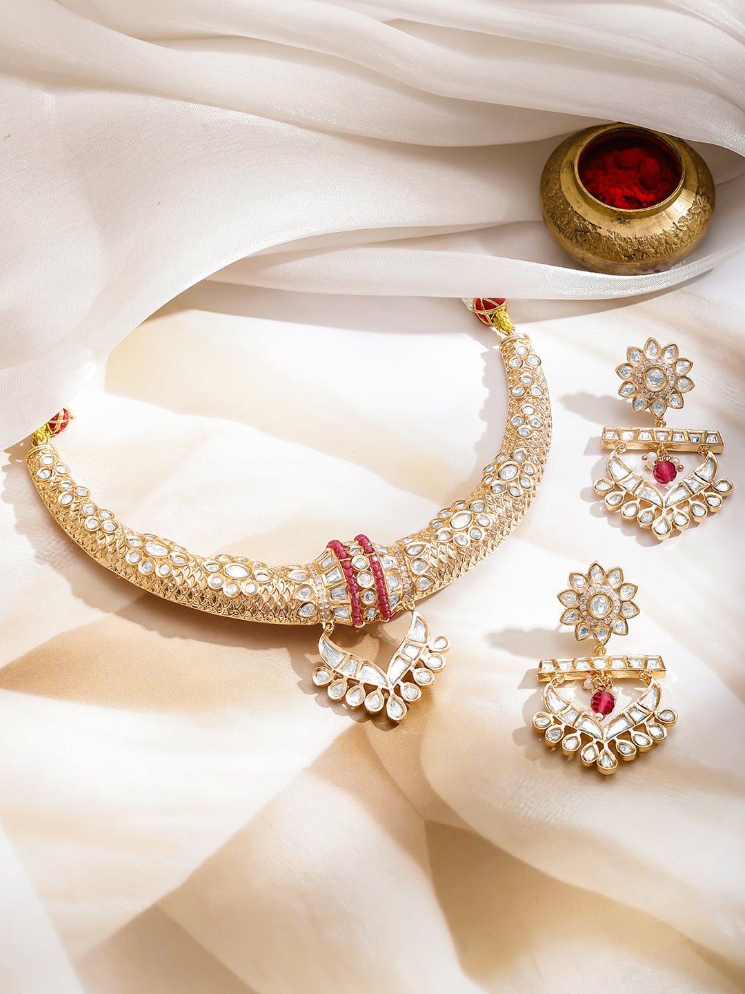 Stunning Royal Kundan and Ruby Necklace Set