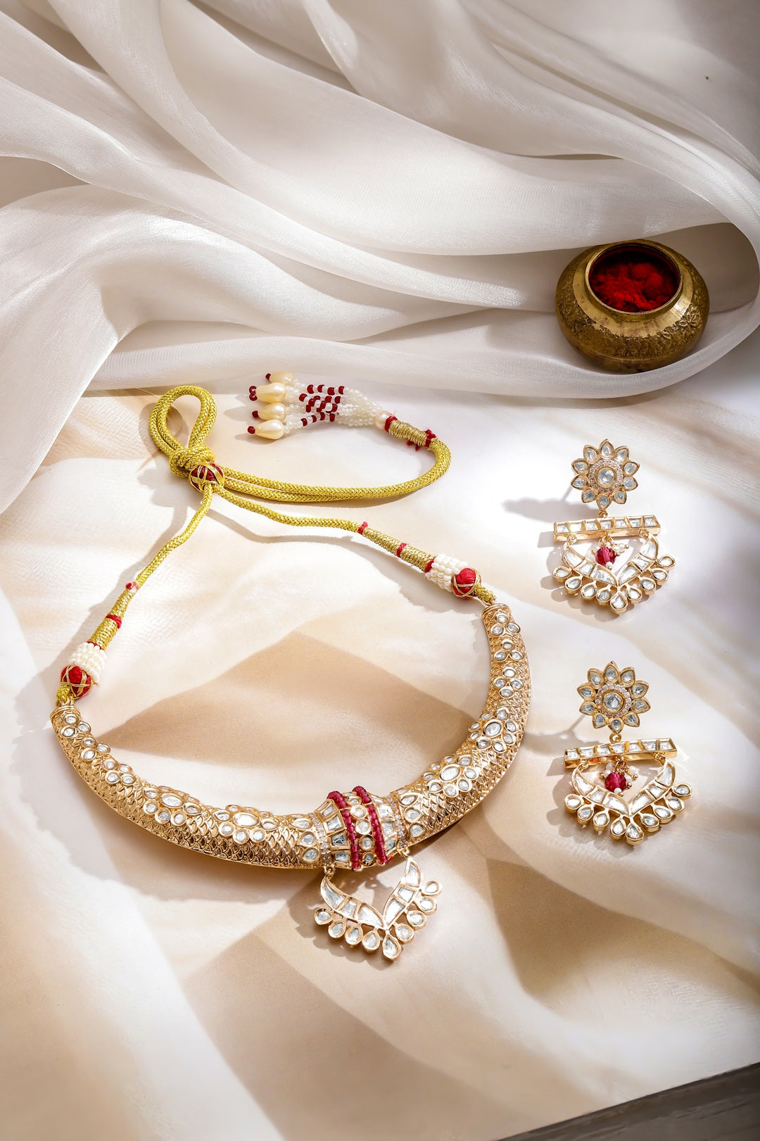 Stunning Royal Kundan and Ruby Necklace Set
