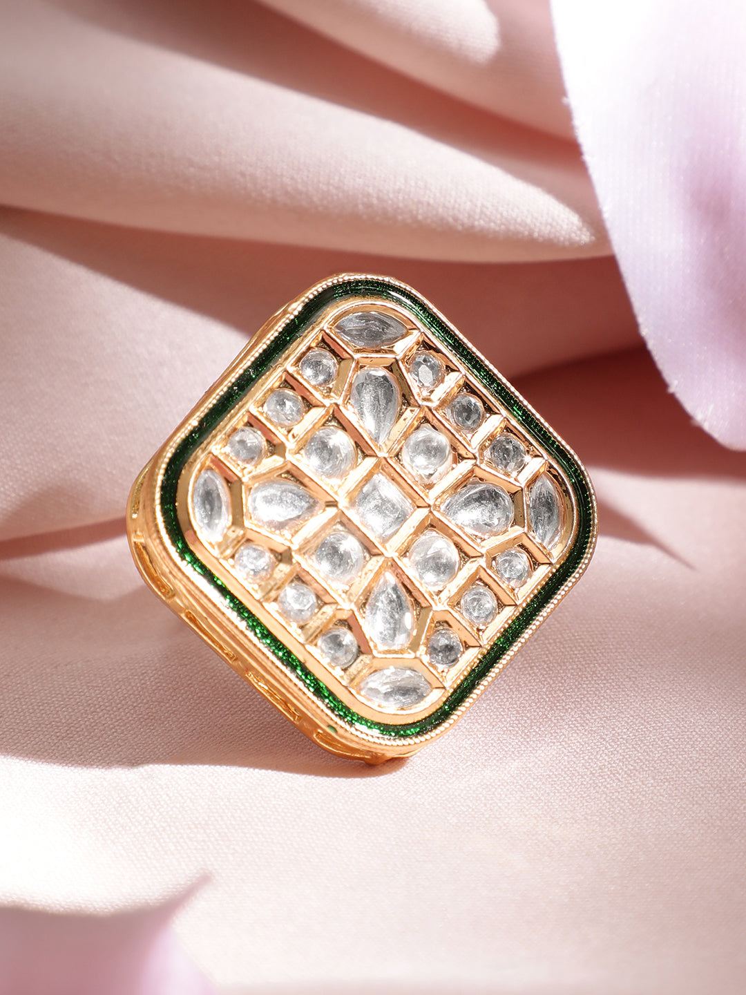 Sculpted Kundan Glow Ring