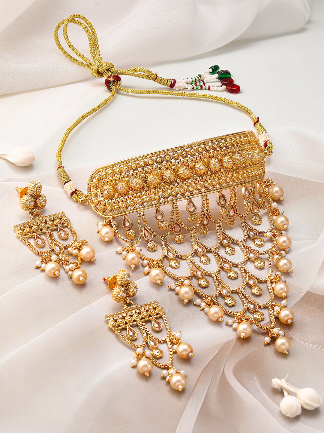 Pearl Drop Layered Choker Set