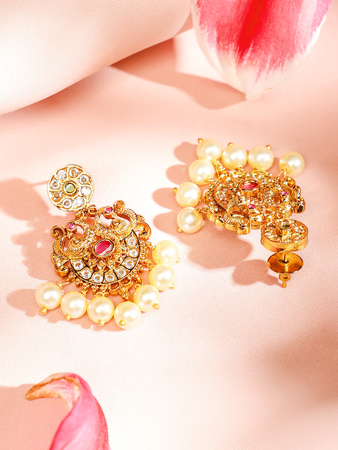 Gold Plated Green Pink Necklace Set
