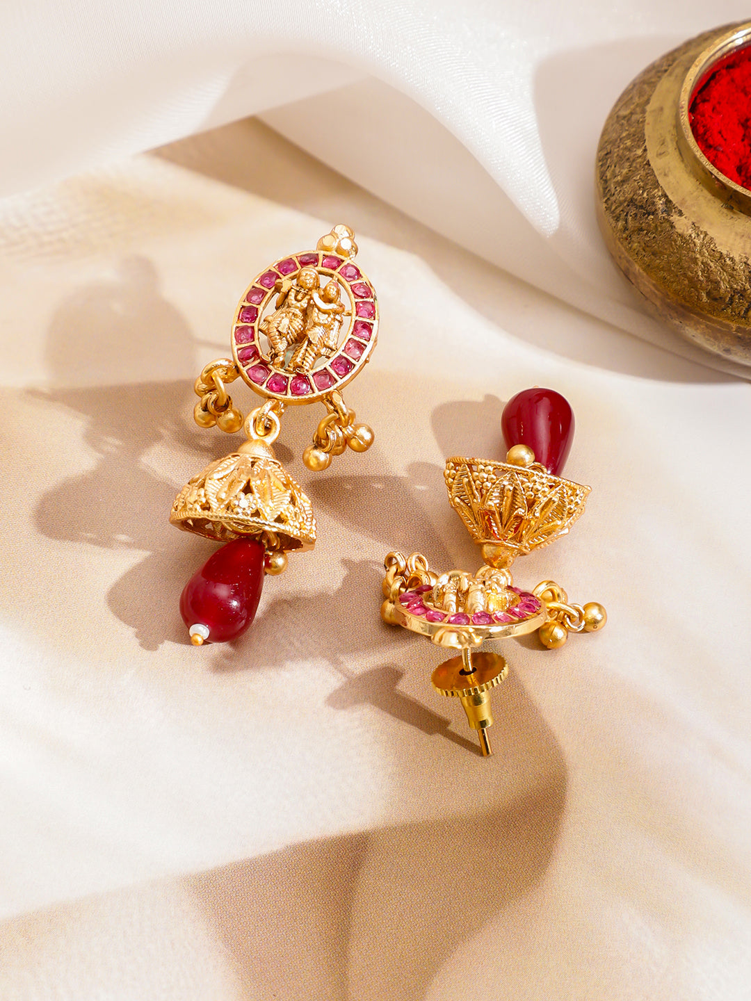 Ruby Studded Temple Necklace Set