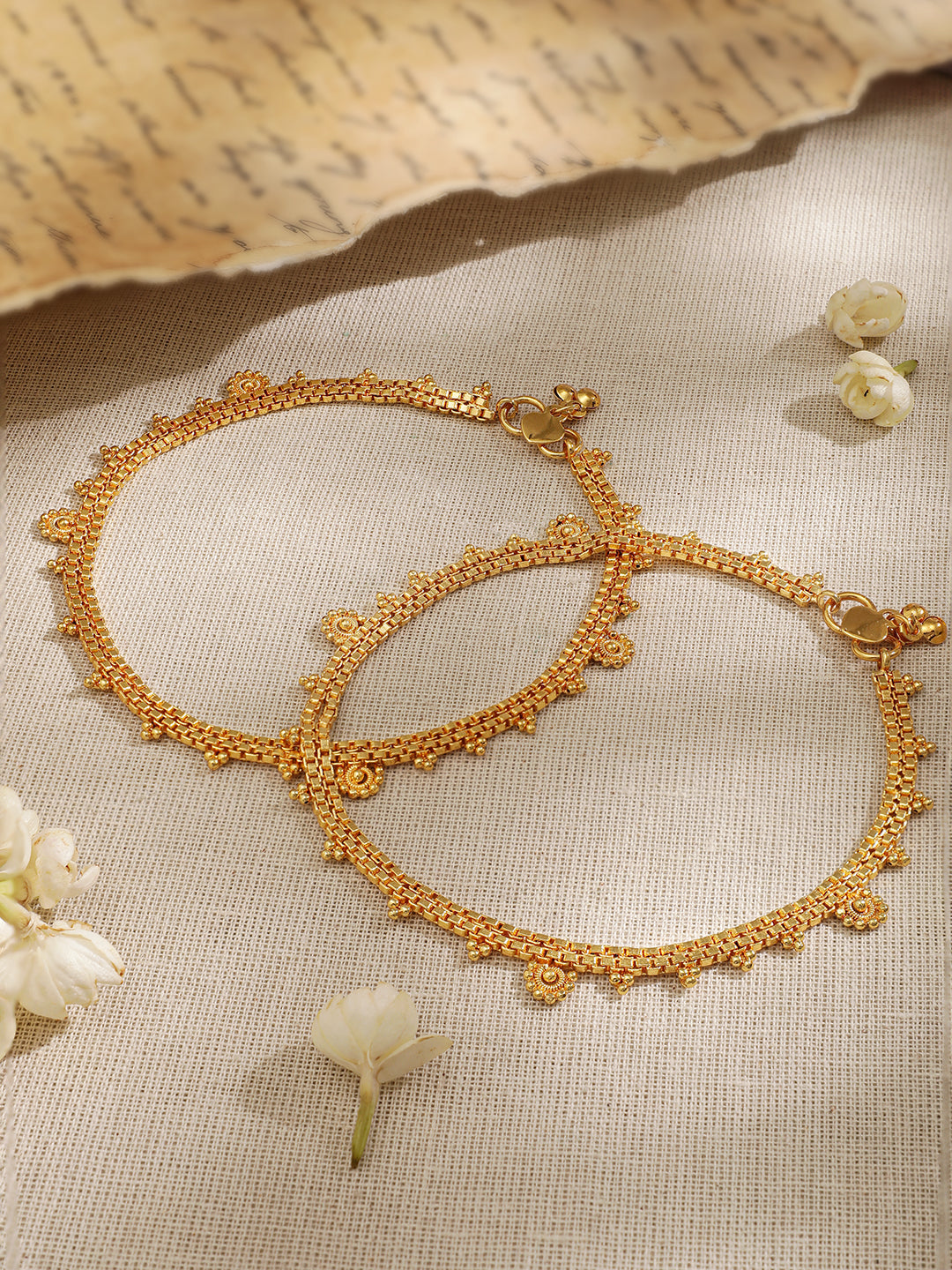 Wentra Set Of 2 Gold-Plated Anklet