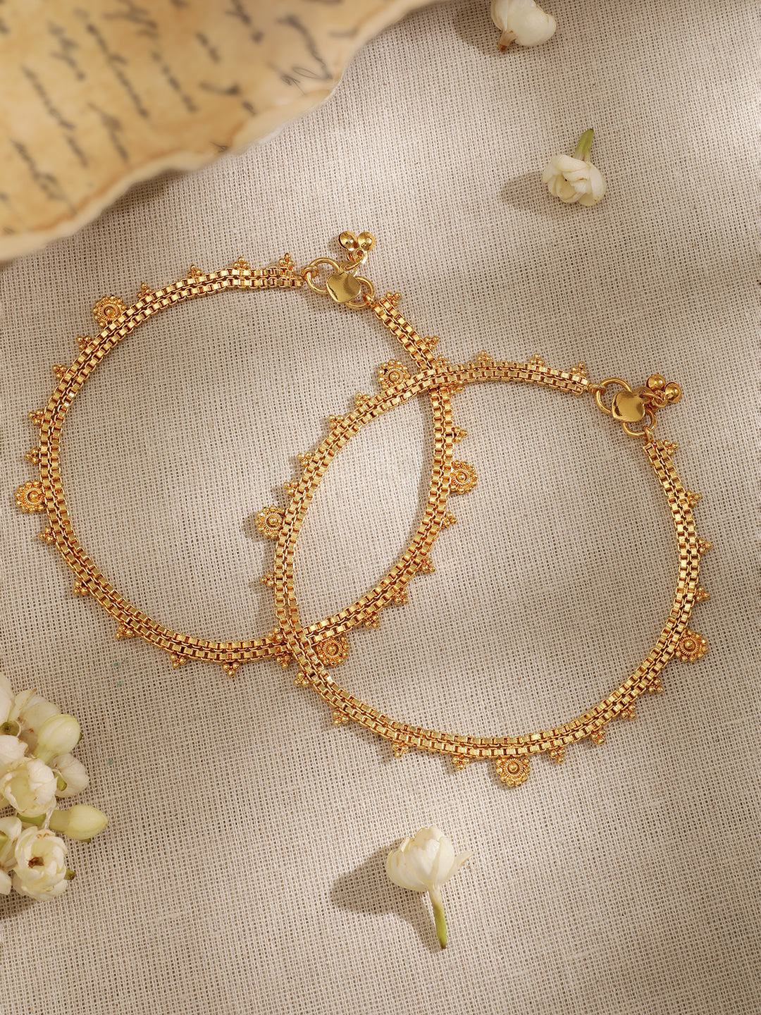 Wentra Set Of 2 Gold-Plated Anklet