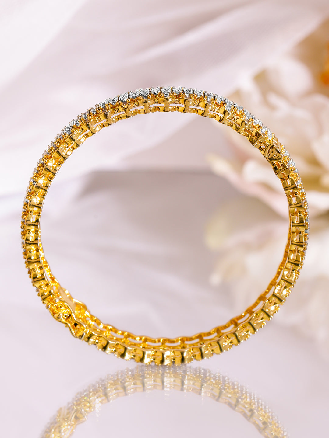 Gleaming American Diamond Golden Bangles