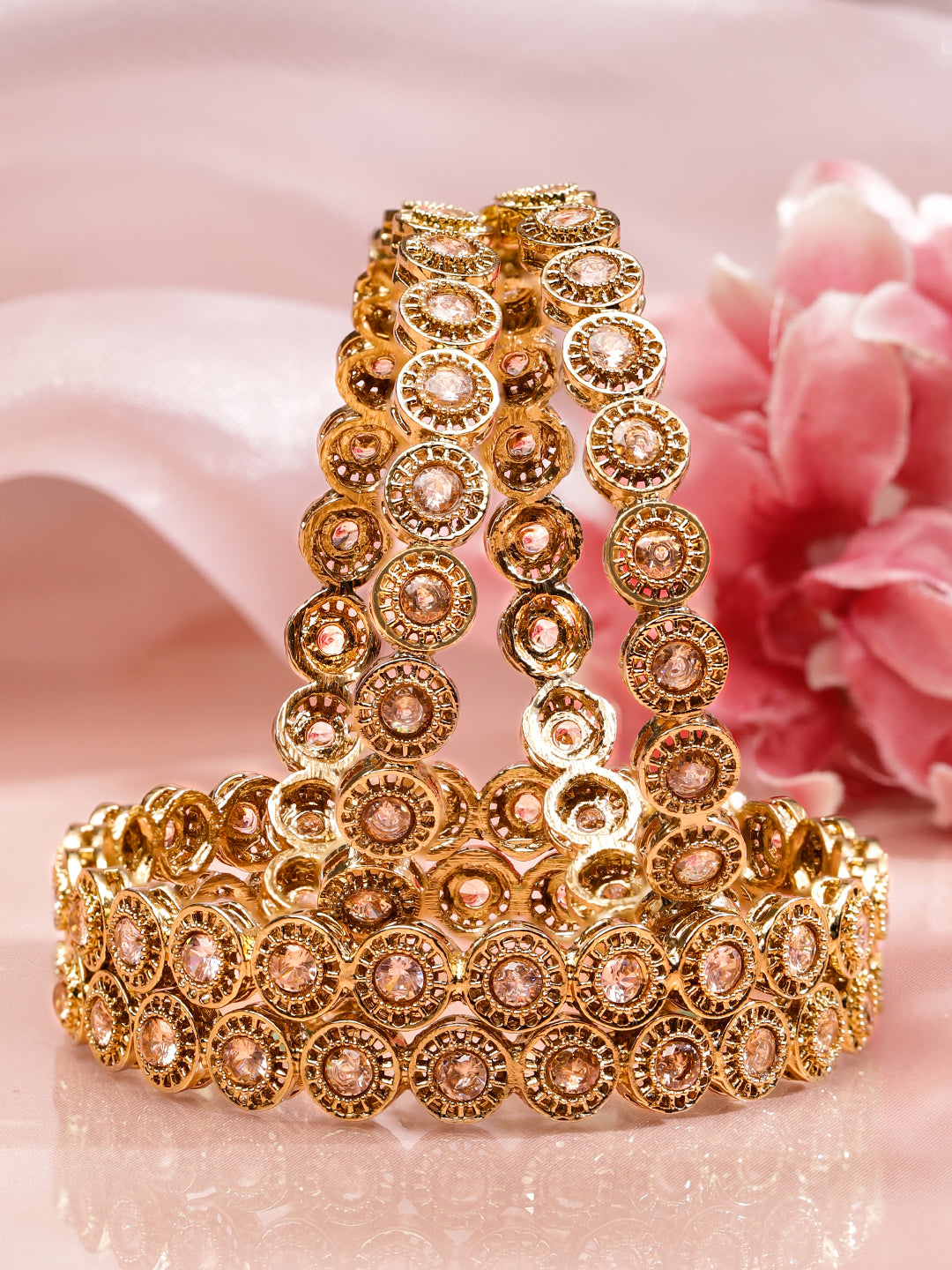 Stardust Champagne Kundan Bangles