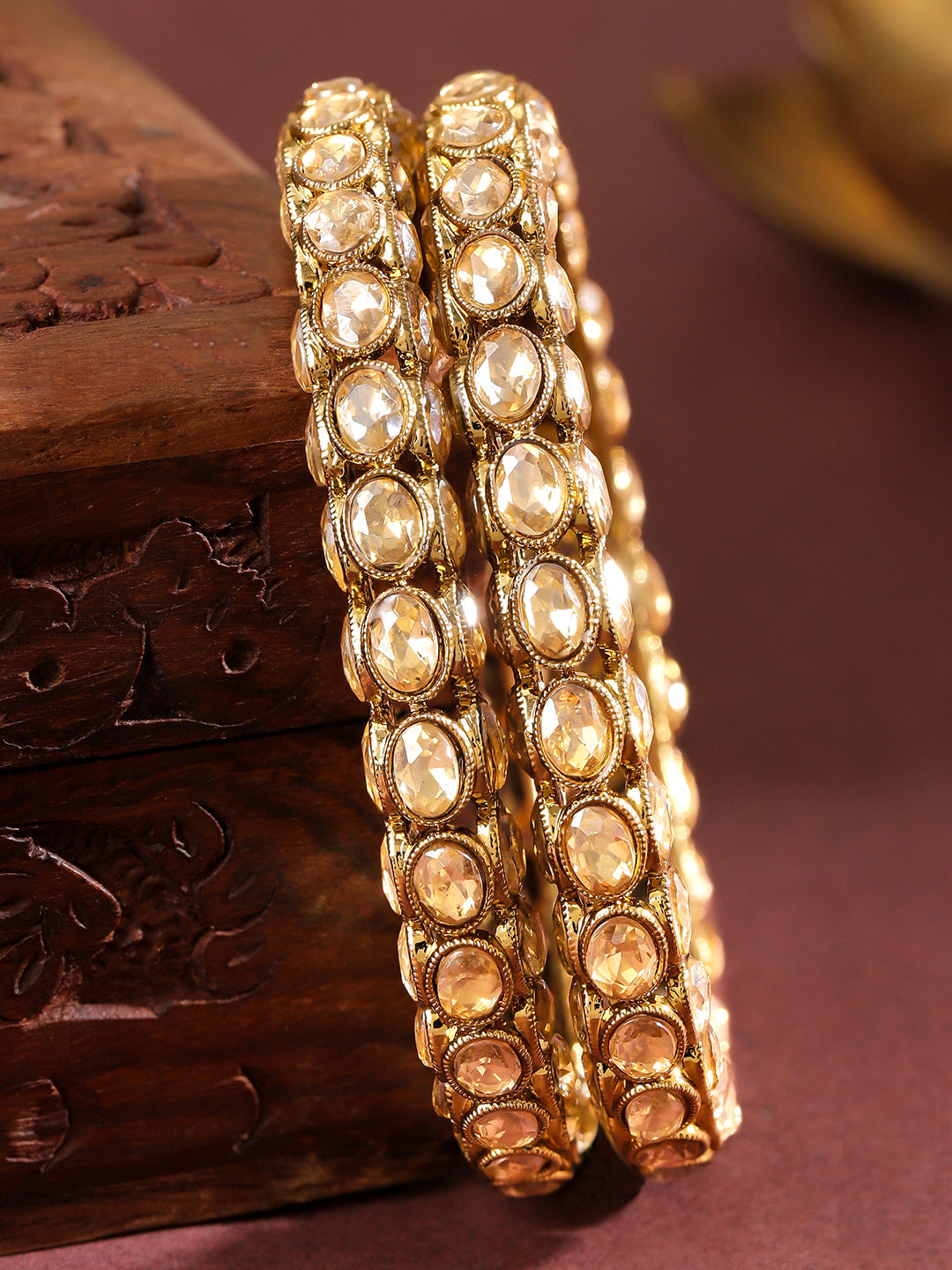 Champagne Glow Kundan Bangles