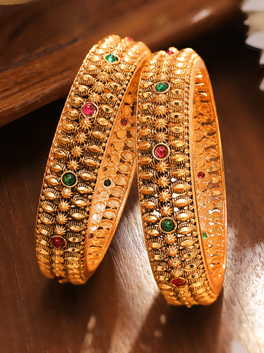 Stories in Green & Red Traditional Bangles