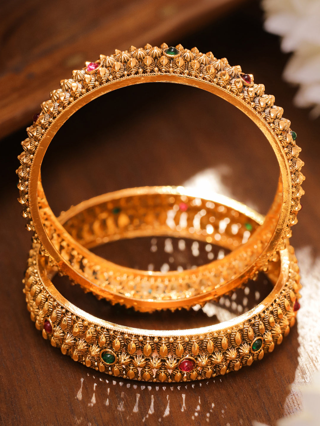 Stories in Green & Red Traditional Bangles