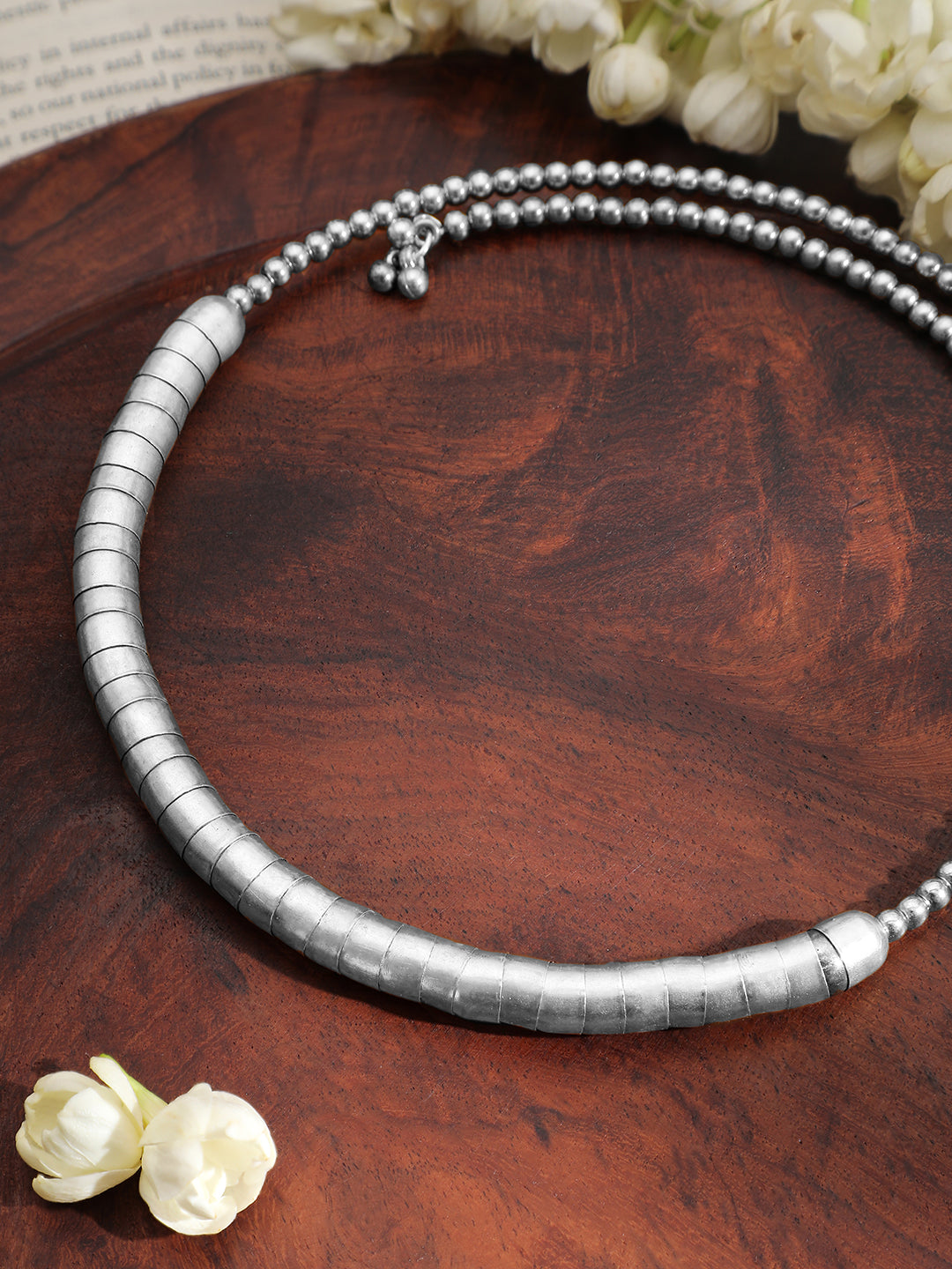 Gracefully Textured Silver Statement Choker