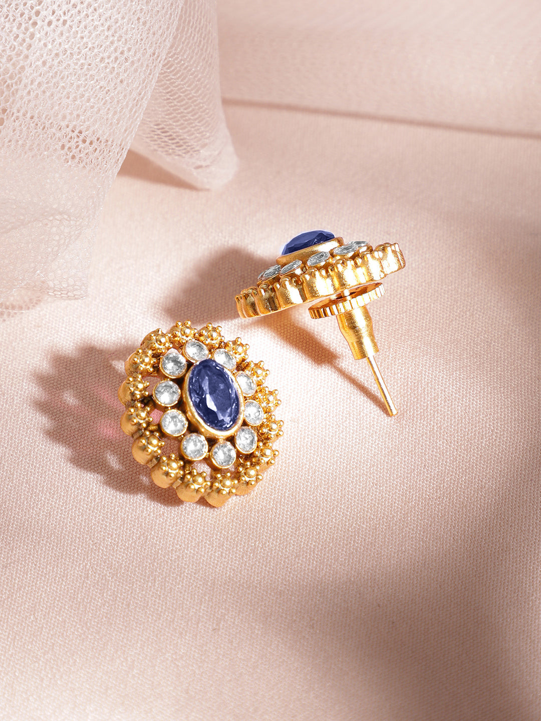 Blue Floral Gold Choker Set