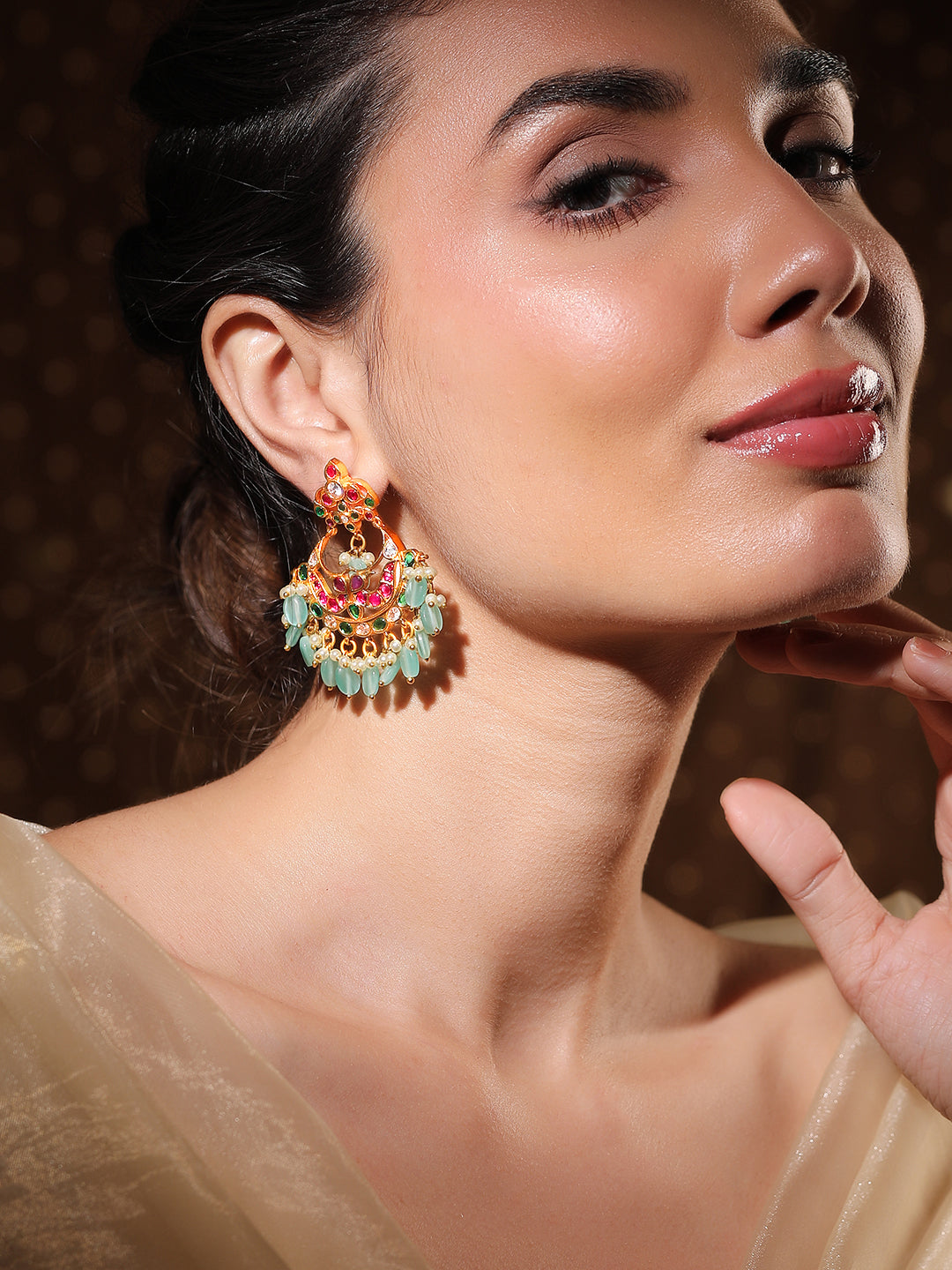 Enchanting Multicolour Kundan Chandbali