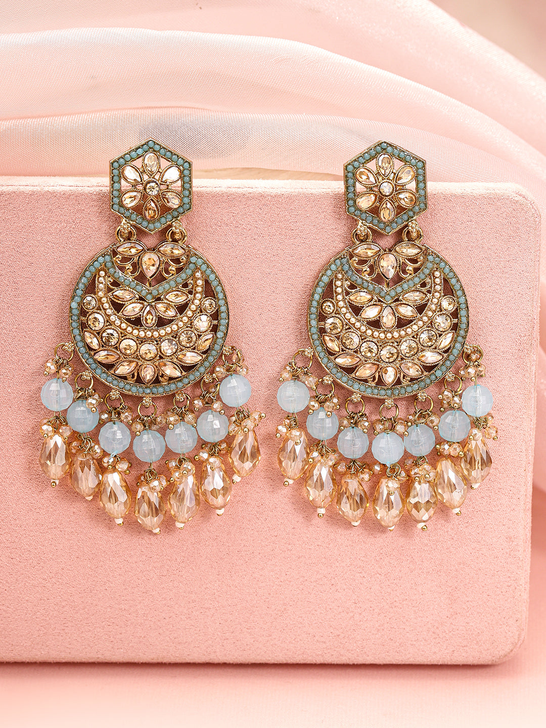 Regal Glow Turquoise Blue Chandbali