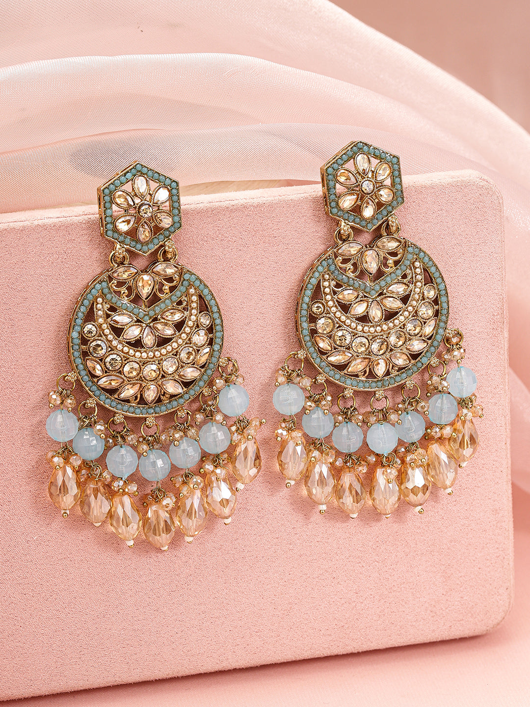 Regal Glow Turquoise Blue Chandbali