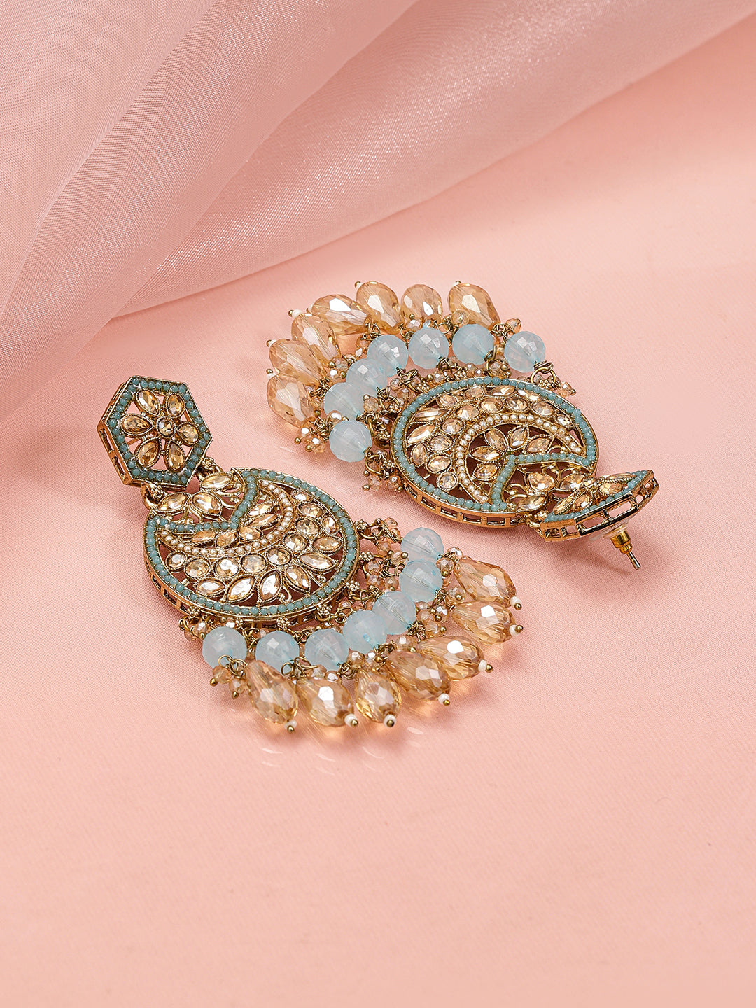 Regal Glow Turquoise Blue Chandbali