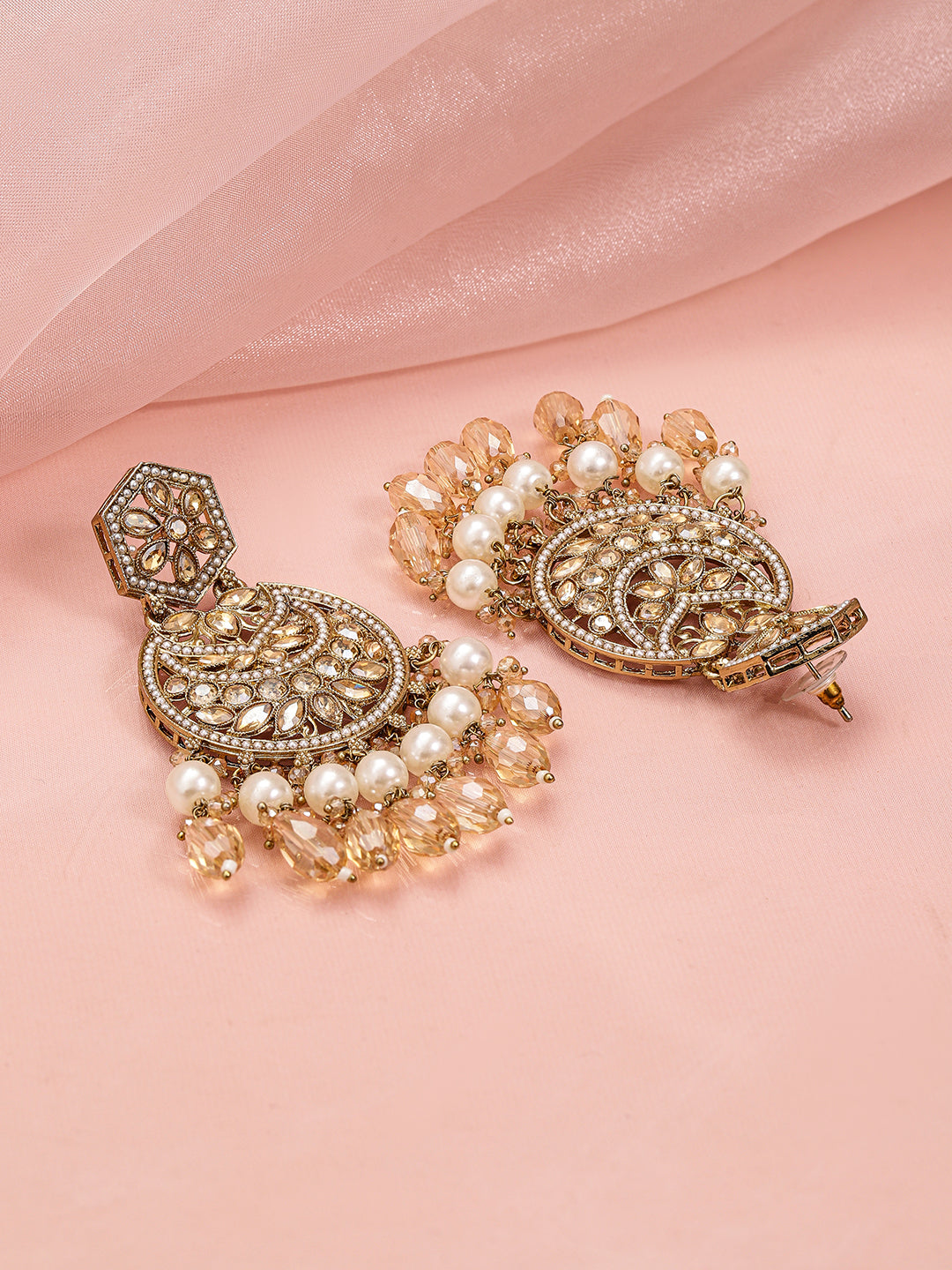 Gilded Spark Pearl Champagne Chandbali
