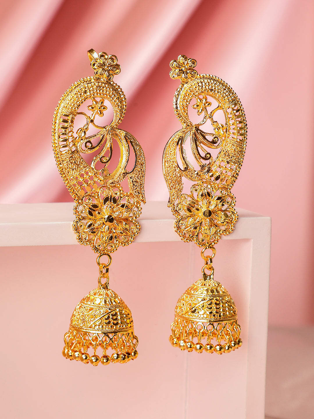 Heritage Peacock Jhumka Earrings