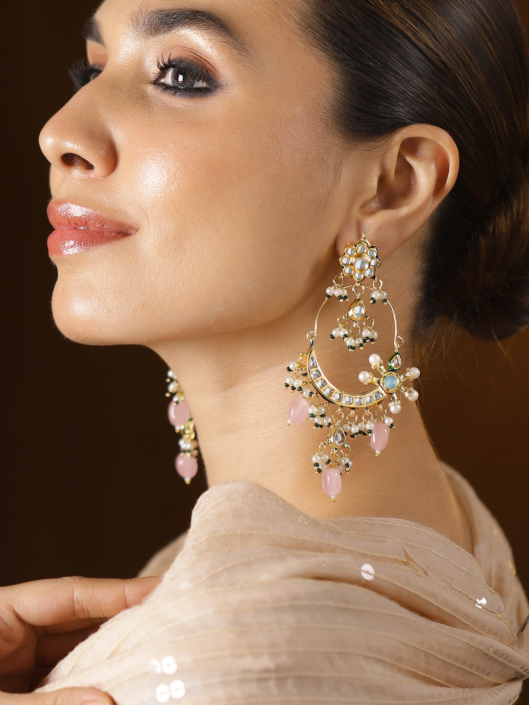 Soft Blush Pink & Kundan Chandbali