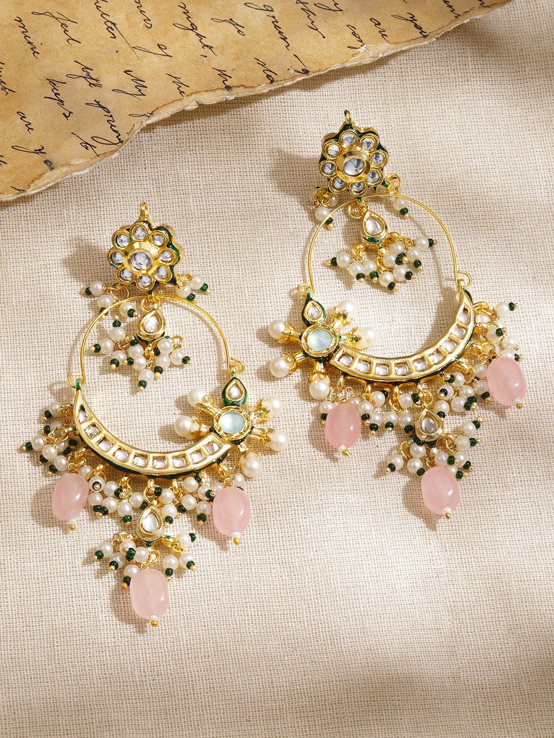 Soft Blush Pink & Kundan Chandbali