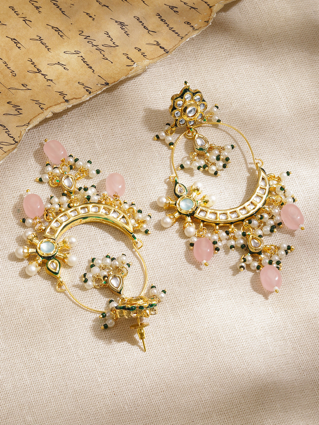 Soft Blush Pink & Kundan Chandbali