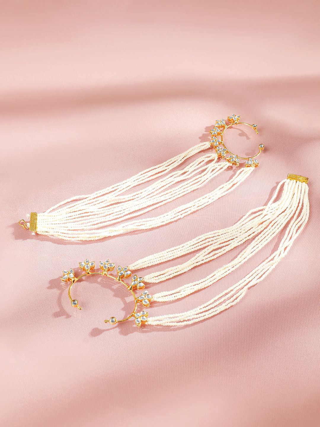 Luxurious Pearl Ear Cuffs with Kaan Chain