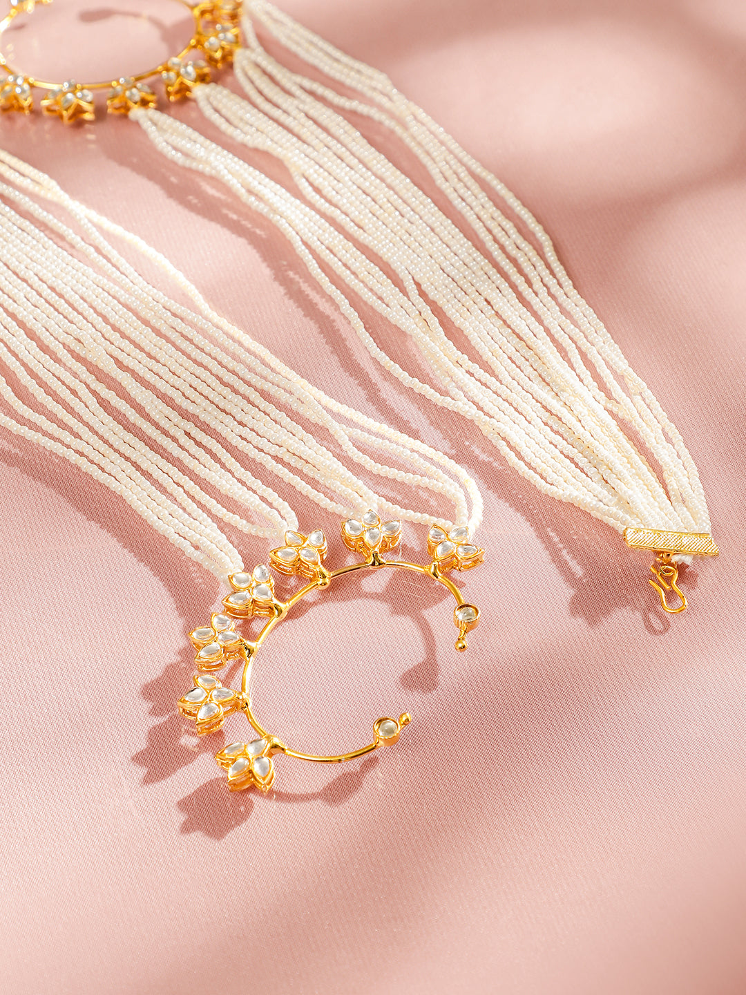 Luxurious Pearl Ear Cuffs with Kaan Chain